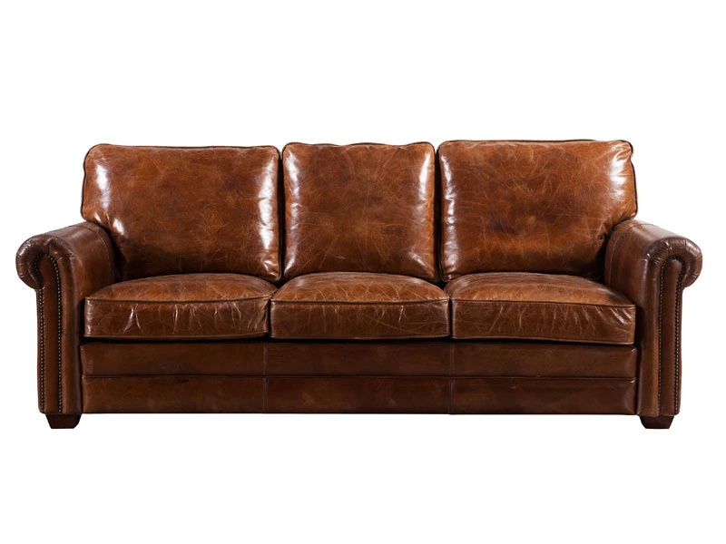 Antique Italian Leather 3S Sofa 1