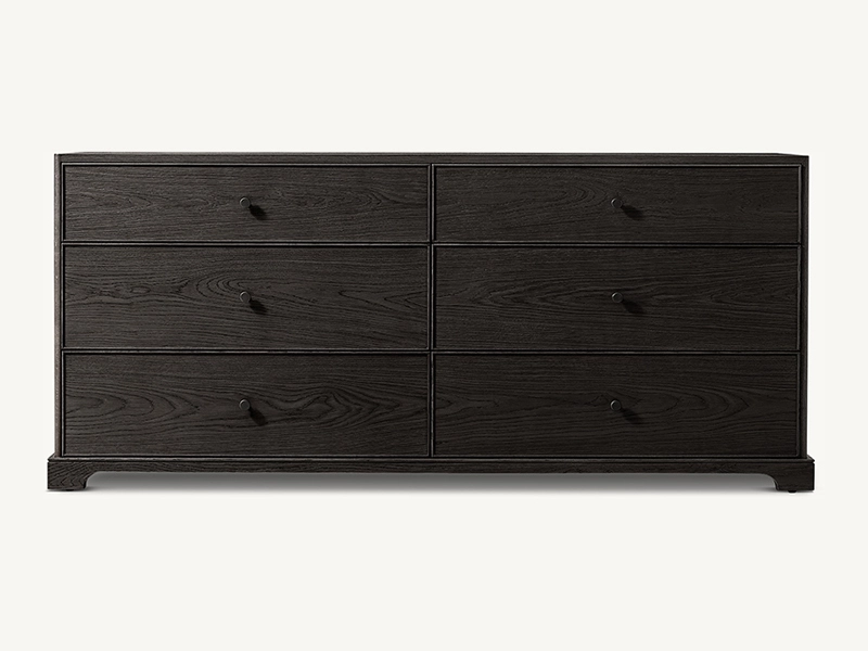 Black Color Oak Solid Wood Dresser Faddish Modern Style Bedroom Dresser 1