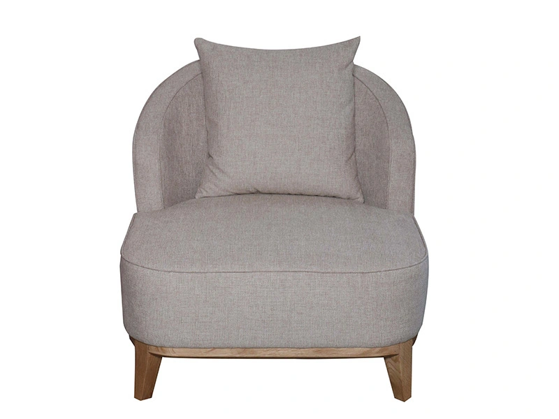 Luxury Fabric Armchair with Oak Stain Wood Leg 1
