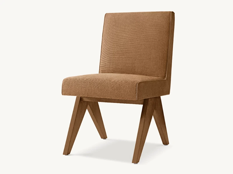 Modern Light Oak Wood and White Fabric Dining Side Chair Solide Wood Dining Chairs 1