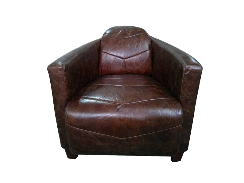 Brown Leather Single Italian Leather Sofa Chair Antique High Quality For Living Room Office Lobby 1