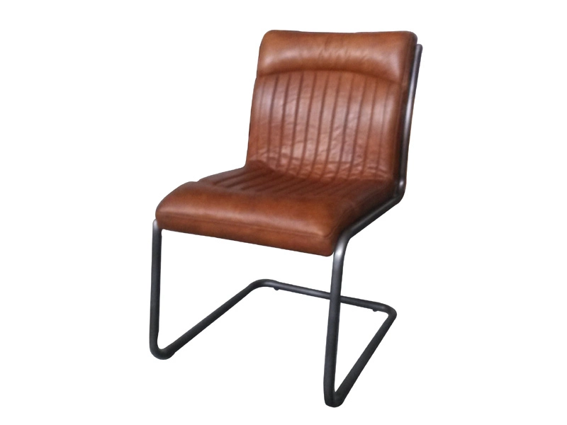 Industrial Tubular Base Vintage Leather Office Chair 1