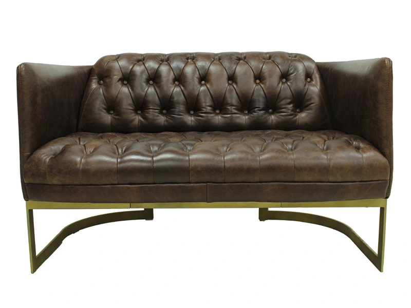 Retro Metal Base Chesterfield Back Sofa Set 1