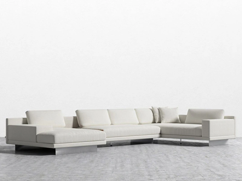 Grey Fabric Sectional Couch Wooden Frame Sofa Set Furniture Living Room 1