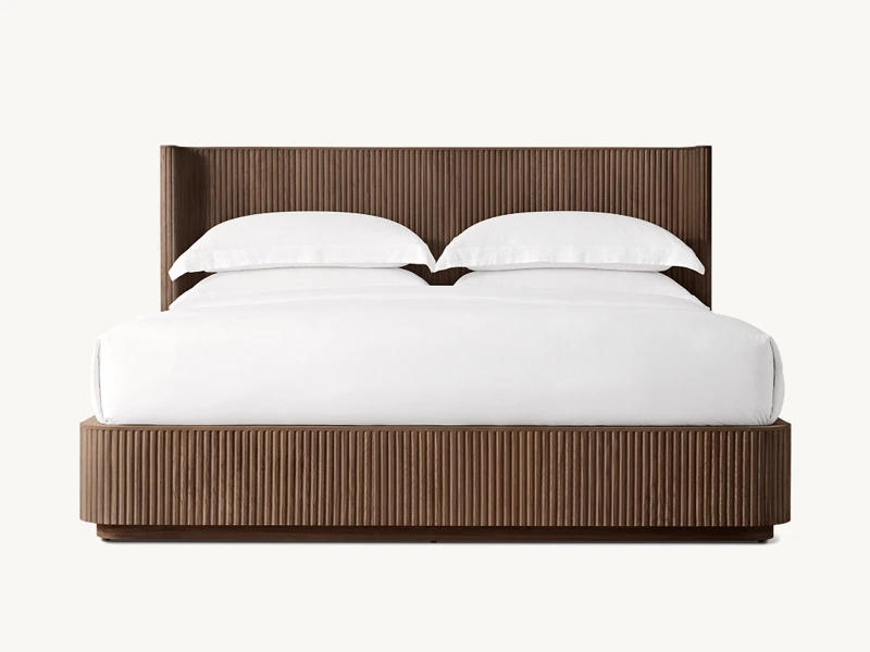 Defaico Hot Sale Byron Striated Bed  Custom Colors Oak Wooden Bed 1