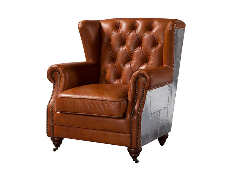 Antique Aluminum Chesterfield Chair 1