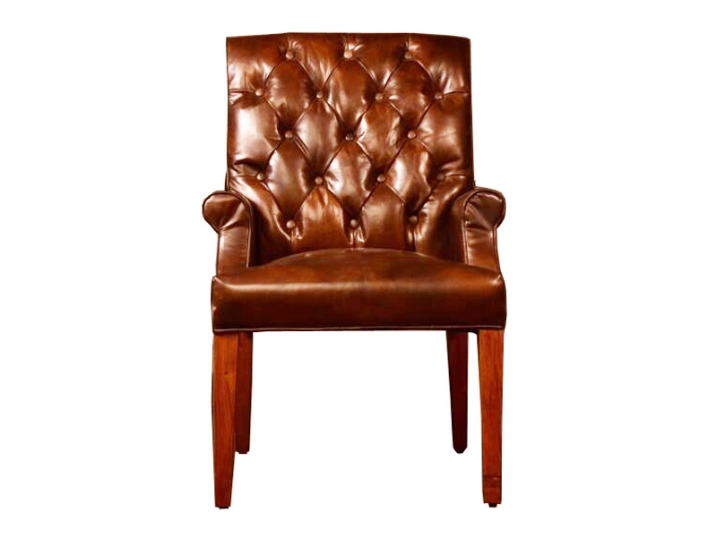 Vintage Leather Square Side Armchair for Dining 1