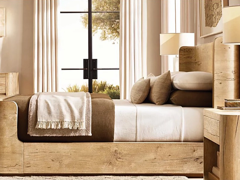 Brown Color King Size Bed White Oak Solide Wood Bed3 1