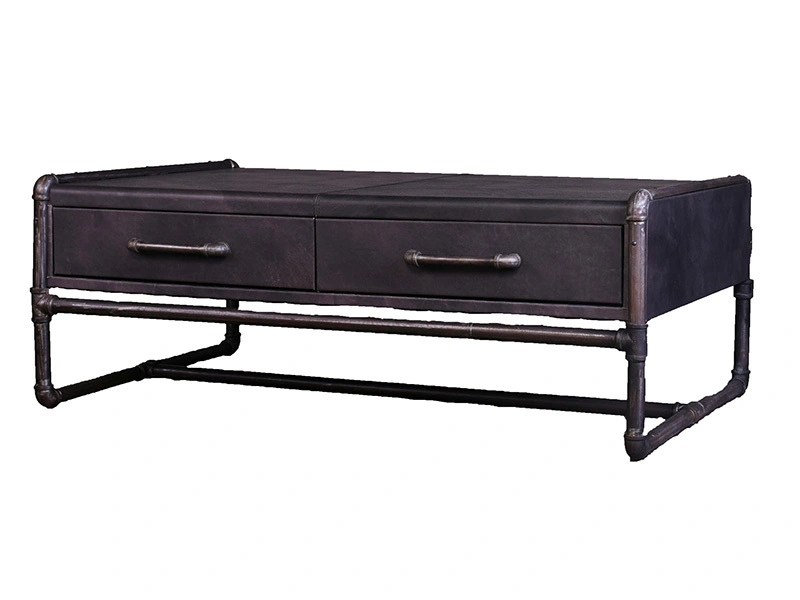 Industrial Style Iron Pipe Base Coffee Table 1