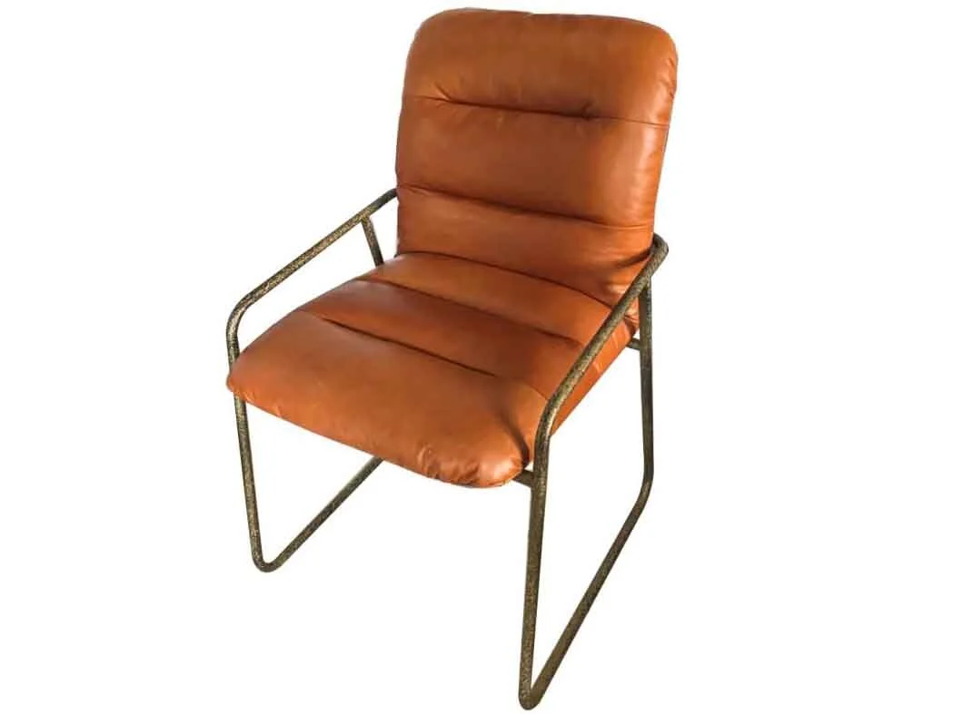 Industrial Iron Tube Vintage Leather Chair 1