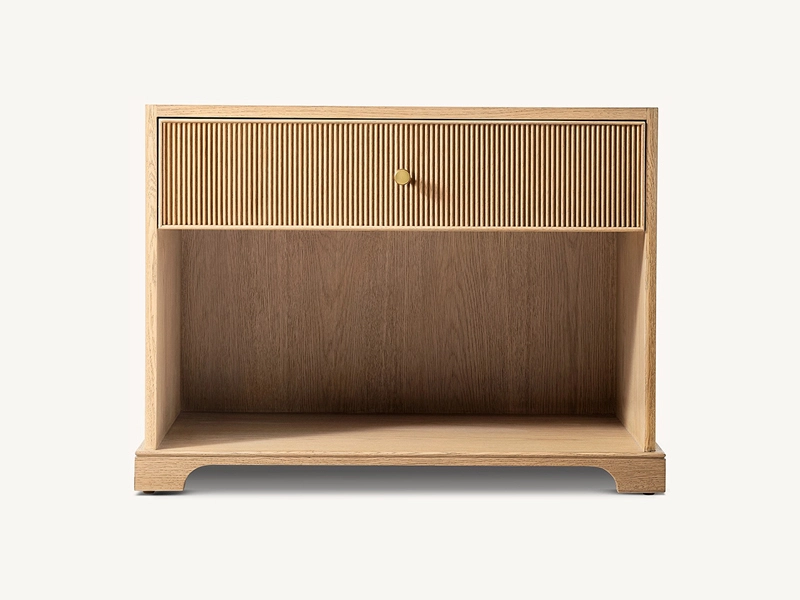 Defaico Light Color Striped Oak Wood Dresser Faddish Modern Style Bedroom Dresser 1