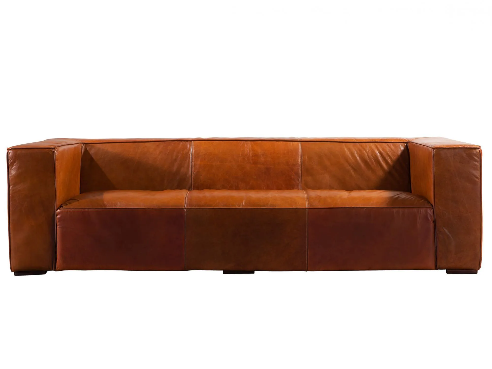 Retro Brown Fulham Leather Couch Sofa 1