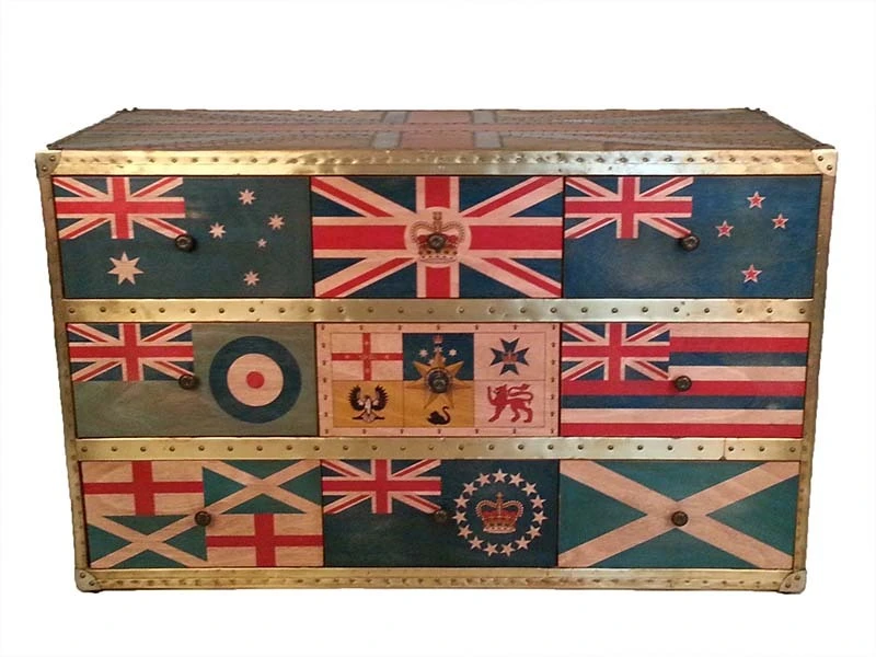 Antique Sirius Chest With UK Flag Print 1