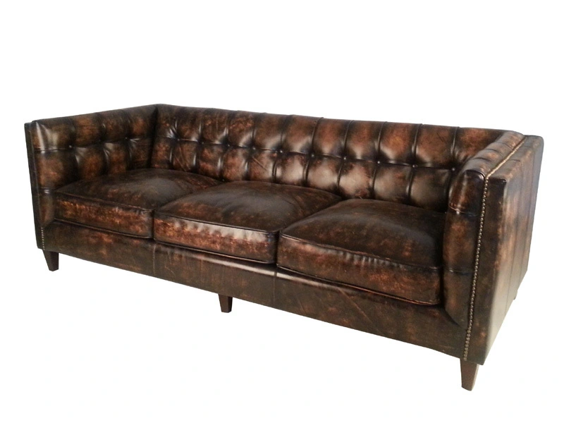 Collins Leather Sofa Set With Nailheads 1