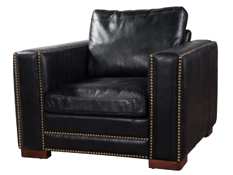 Riveted Tailored Lines Antique Leather Sofa 1
