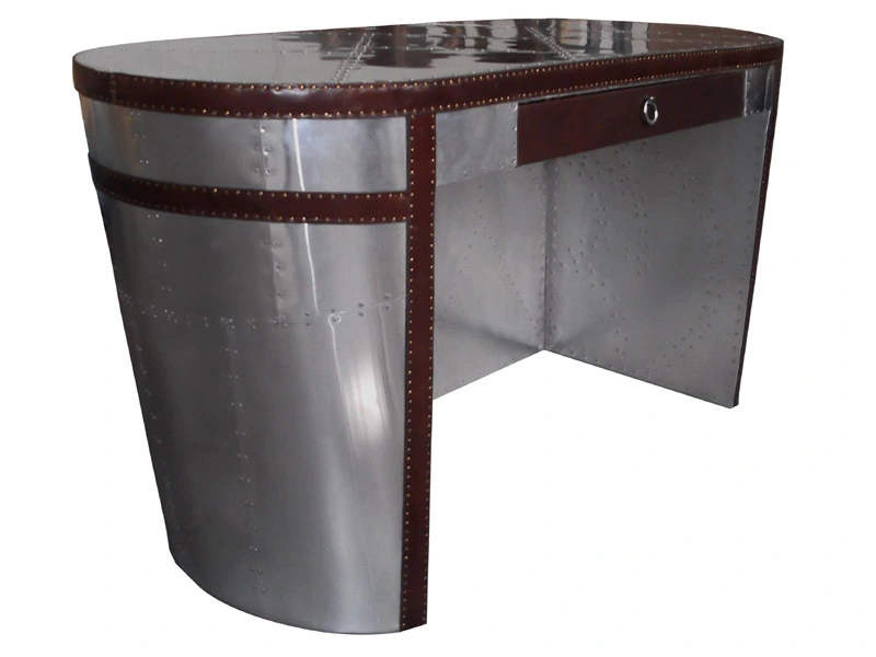 Vintage Leather Steamer Aviator Reception Desk 1