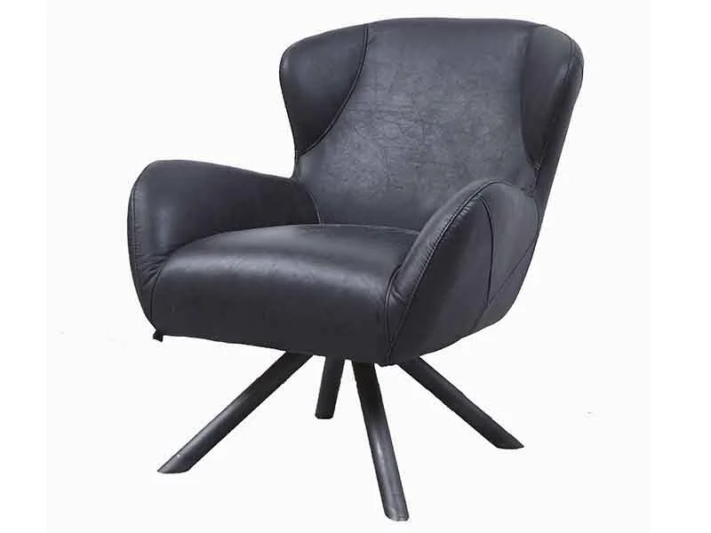Black Leather Antique Style Chair 1
