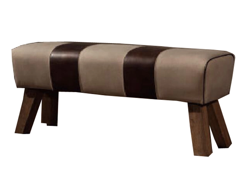 Canvas and Vintage Leather Hours Stool 1