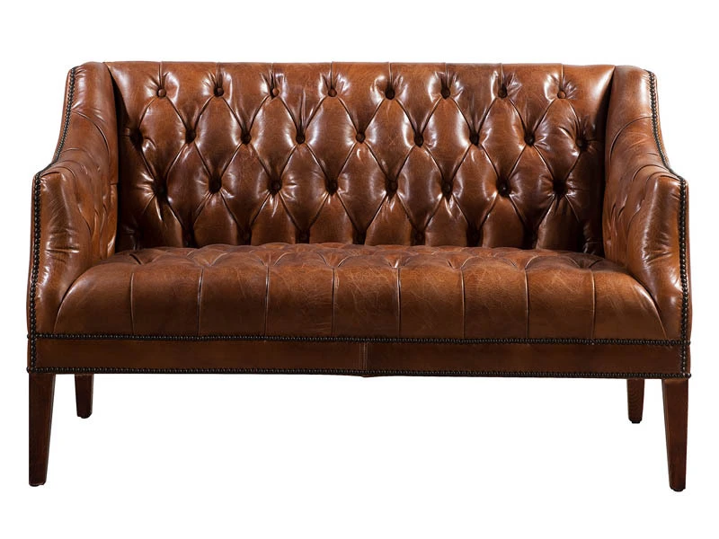 Vintage Leather Chesterfield Loveseat Sofa 1