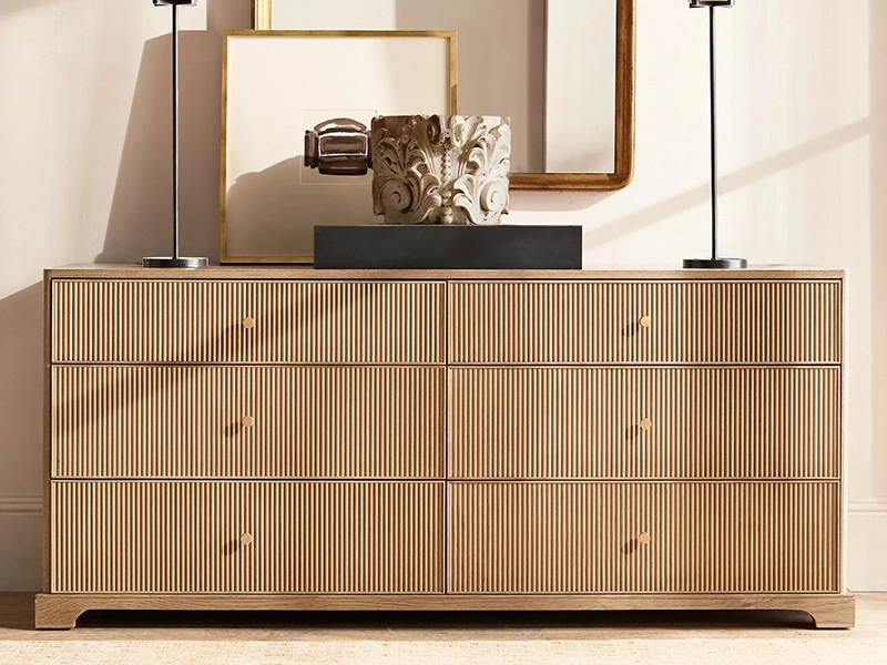 New Style Striped Oak Wood Dresser Faddish Modern Style Bedroom Dresser 1