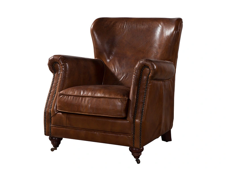 Vintage Leather Chairs With Castor 1