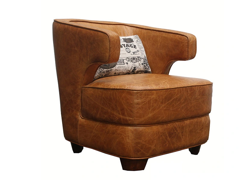 Antique Tan Leather Hotel Leisure Armchair 1