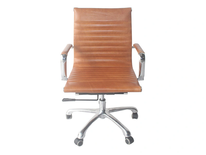 Metal Base Office Leather Chair with Wheels 1