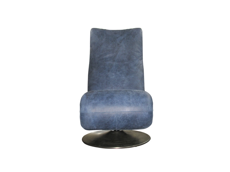 Blue Creative High Back Leather Chair With Round Base Use In Coffee Shop Restaurant Hotel Lobby 1