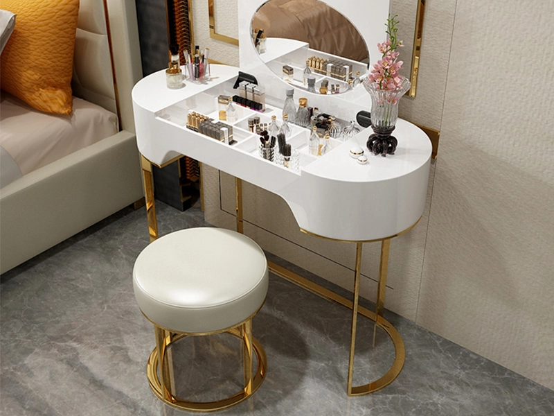 Nordic Simple Light Luxury Bedroom Dresser Storage Cabinet Dressing Table Girl Makeup Table With Led Light And Mirror 1