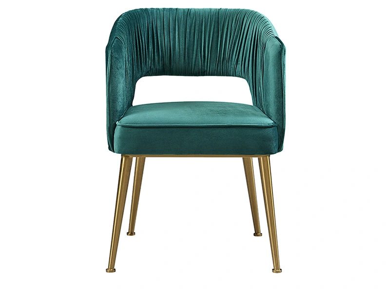 Luxury Glossy Golden Leg Blue Velvet Armchair 1