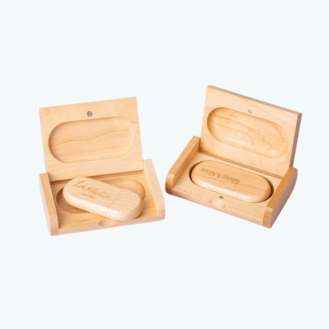 Natural Wood USB Flash Drive with Gift Wood Box Engrave Logo 1