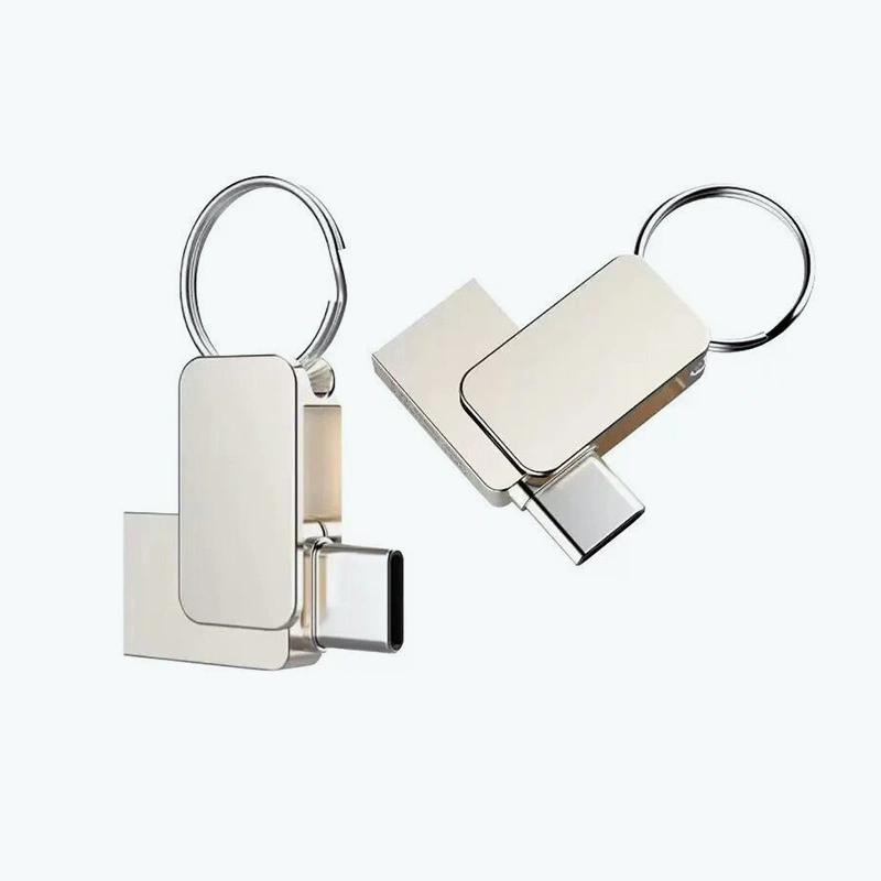 Mini Dual USB Type-C Flash Drive with Keyring for Mobile Storage 1