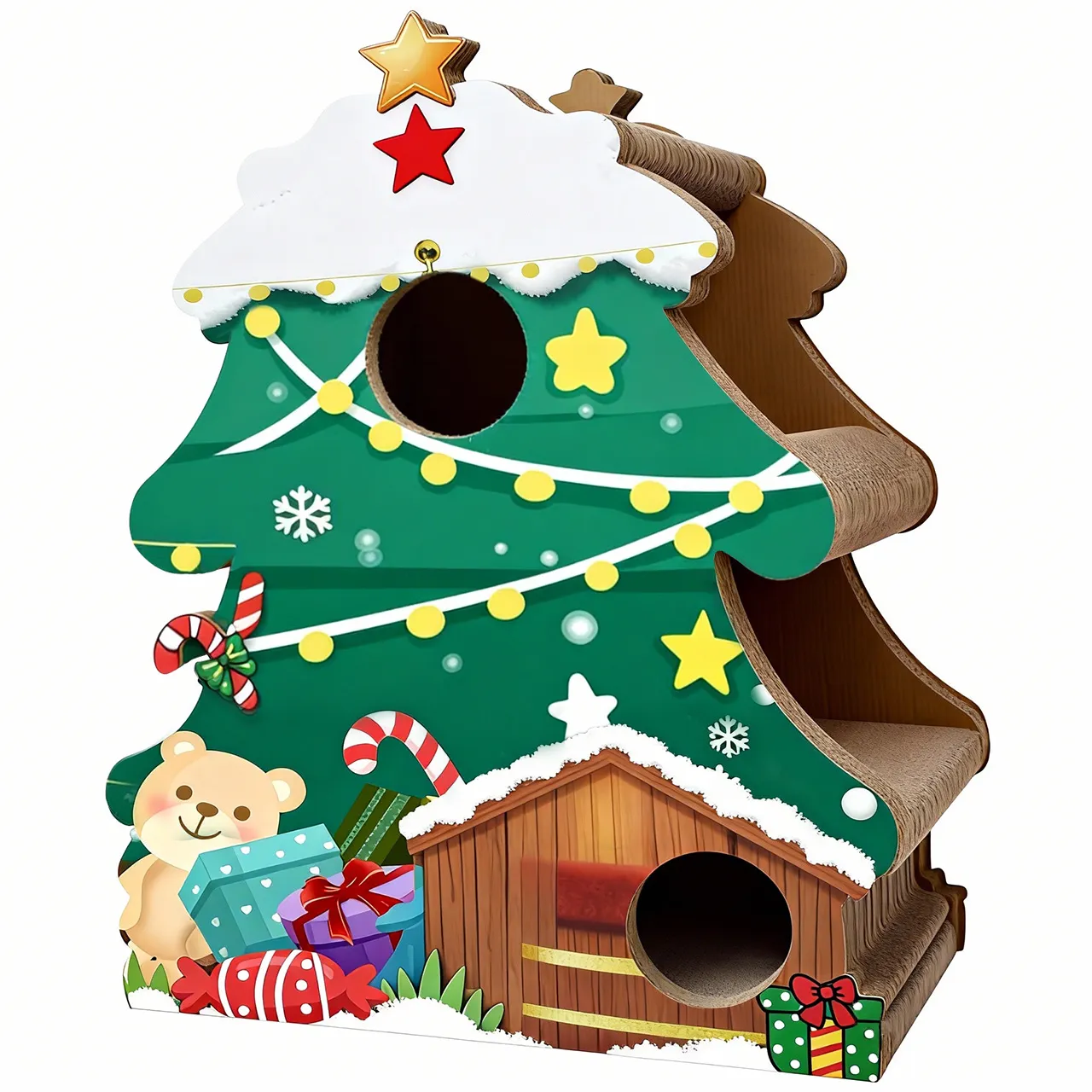 Árbol de Navidad para gatos personalizado OEM al por mayor con características para trepar y esconderse PJ-0002 1