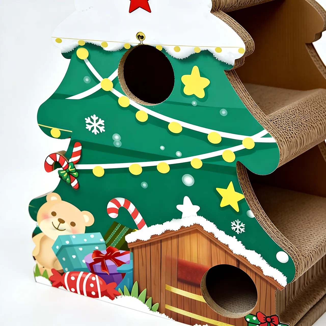 Árbol de Navidad para gatos personalizado OEM al por mayor con características para trepar y esconderse PJ-0002 3