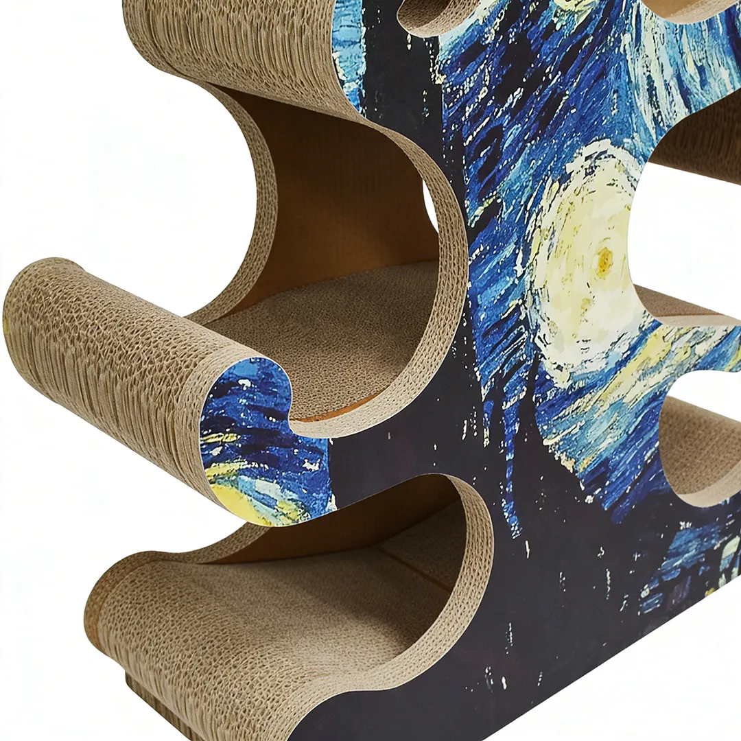Árvore para gatos personalizada com a obra "A Noite Estrelada" de Van Gogh, campeã de vendas no atacado (PJ-0003) 3