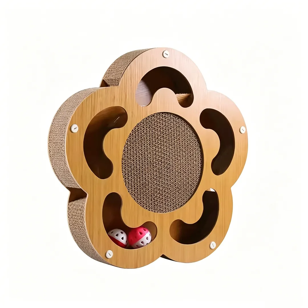 Hot Sale Custom Flower-shaped Cat Scratcher with 2 Interactive Balls WJ-0013