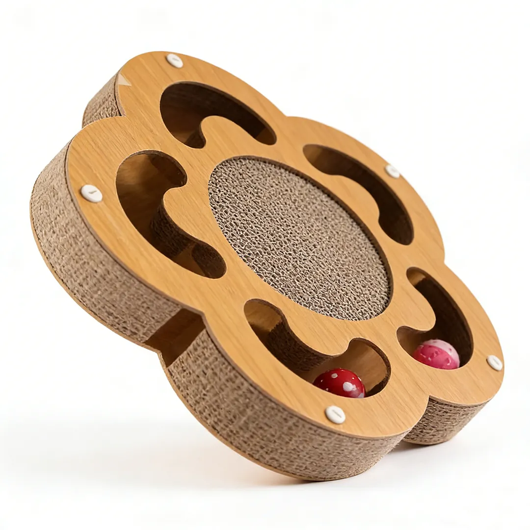 Hot Sale Custom Flower-shaped Cat Scratcher with 2 Interactive Balls WJ-0013 3