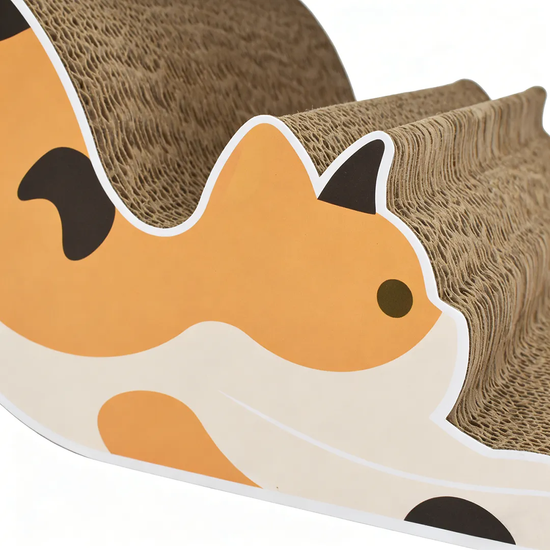 Calico Cat-Shaped Scratching Post ZB-0041 3