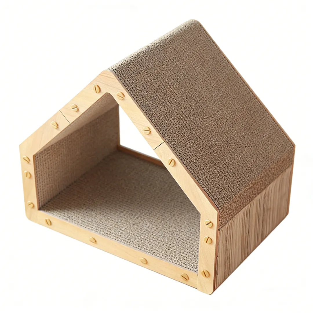 Customizable Modular Wooden Cat House with Scratching Post ZB-0019 1