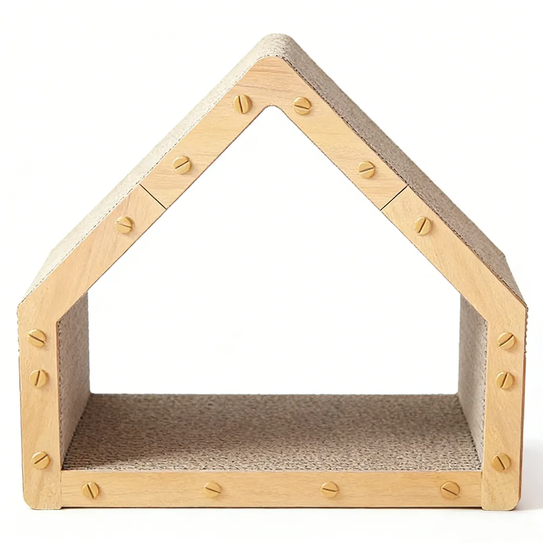 Customizable Modular Wooden Cat House with Scratching Post ZB-0019 3
