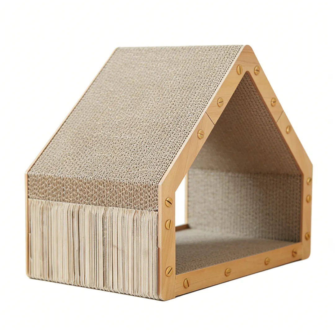 Customizable Modular Wooden Cat House with Scratching Post ZB-0019 2