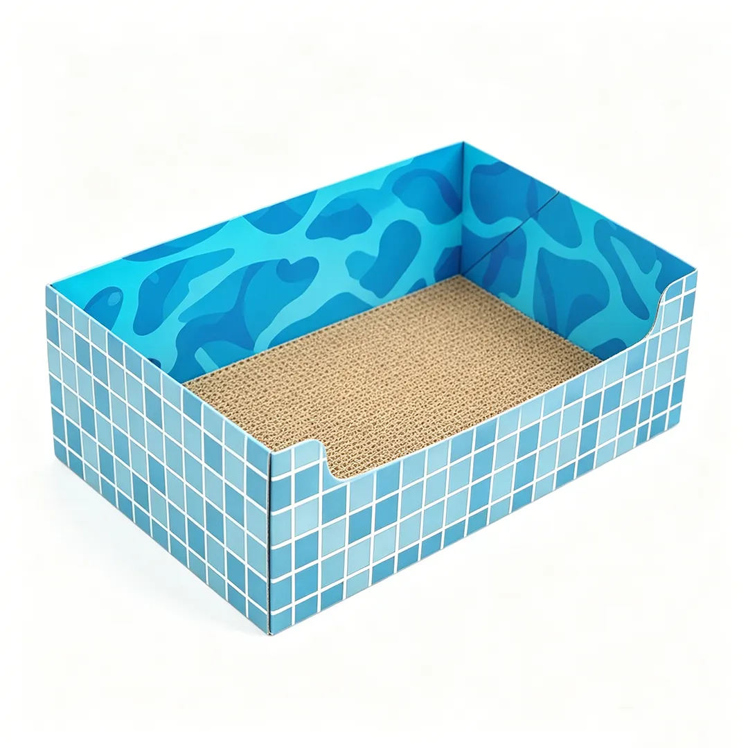 Blue Pattern Pool Square Box Cat Litter Box SP-0001 3