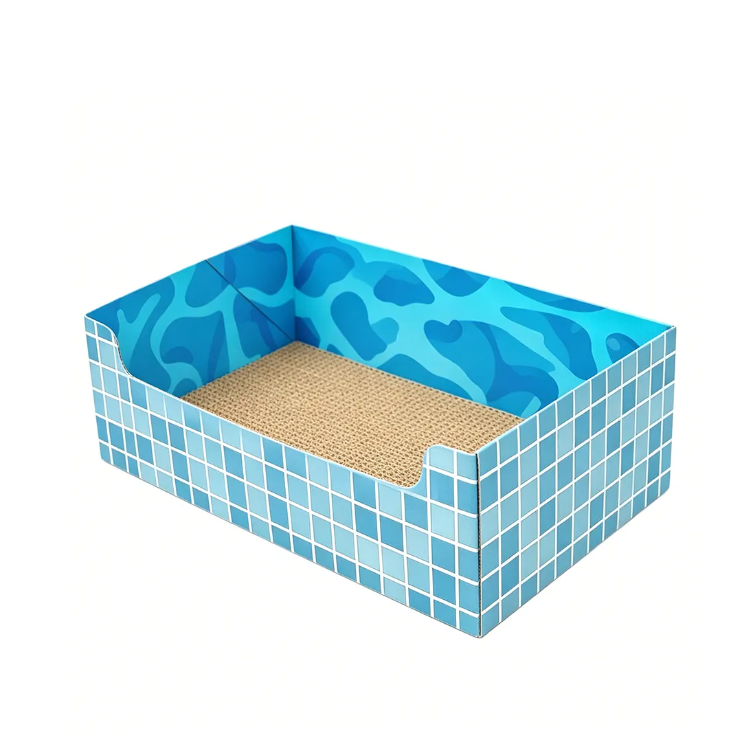 Blue Pattern Pool Square Box Cat Litter Box SP-0001 2