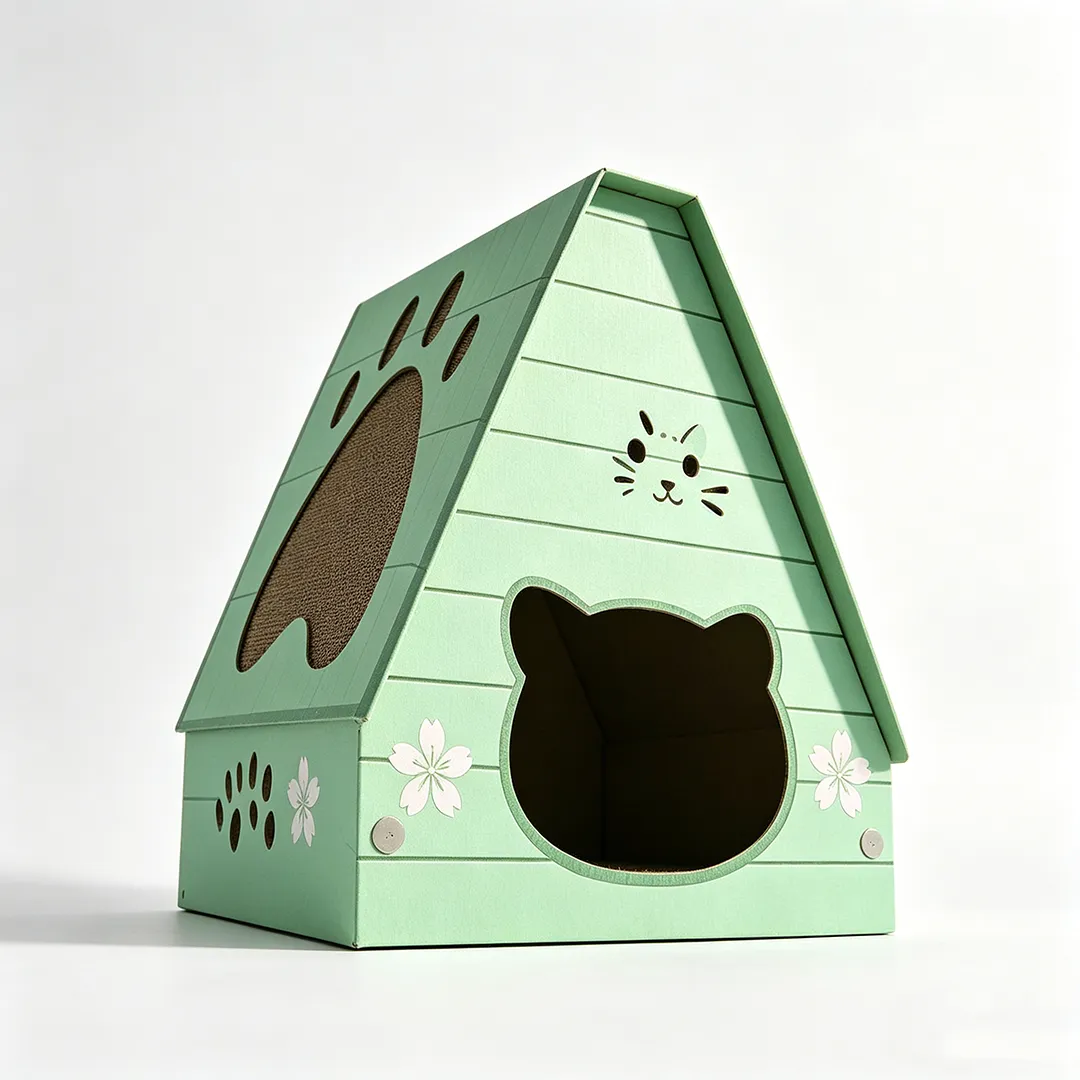High-Quality Custom-Made Mint-Green Triangular Cat House WW-0024 1