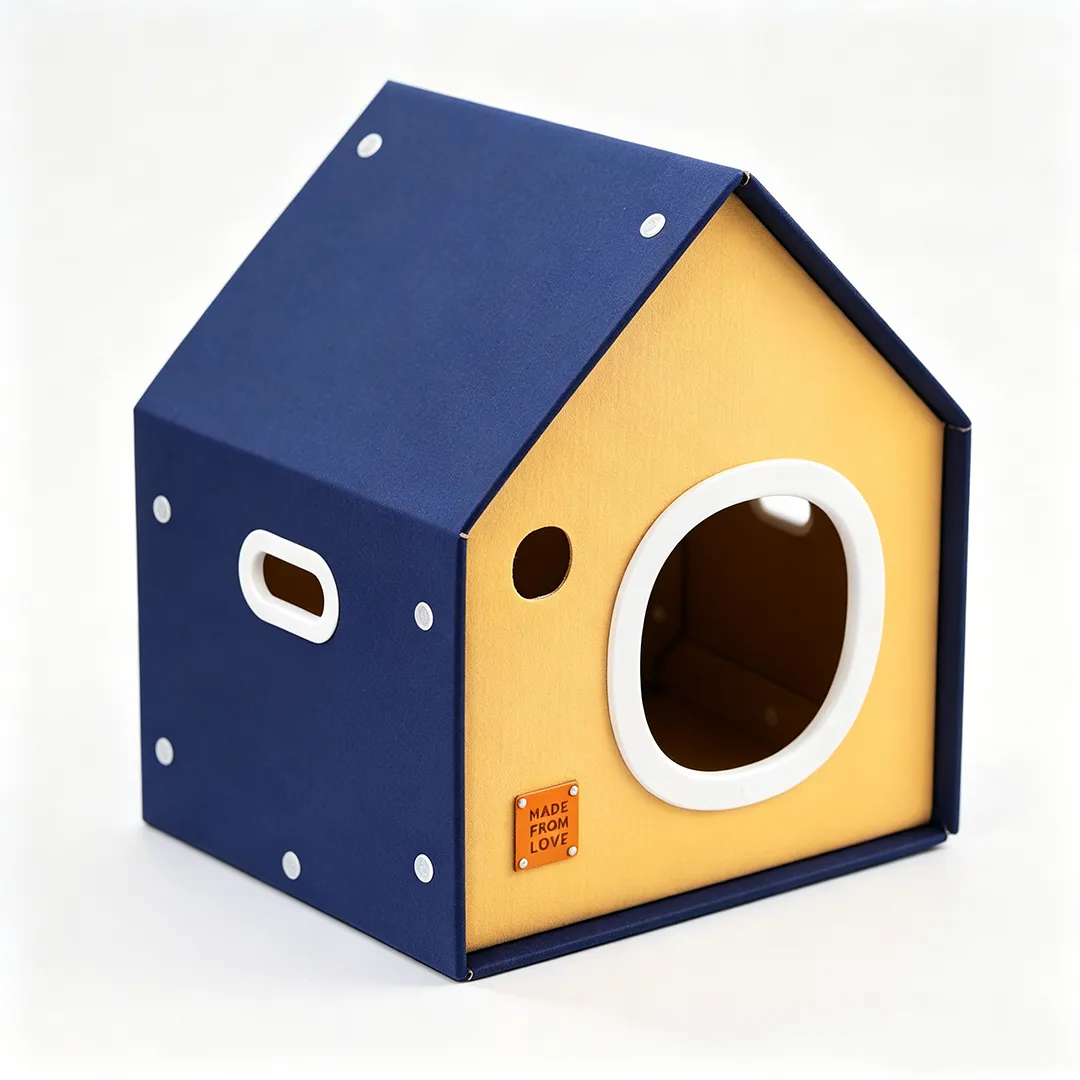 High-Quality Custom Blue and Yellow Contrasting Cottage Cat Bed WW-0025 1
