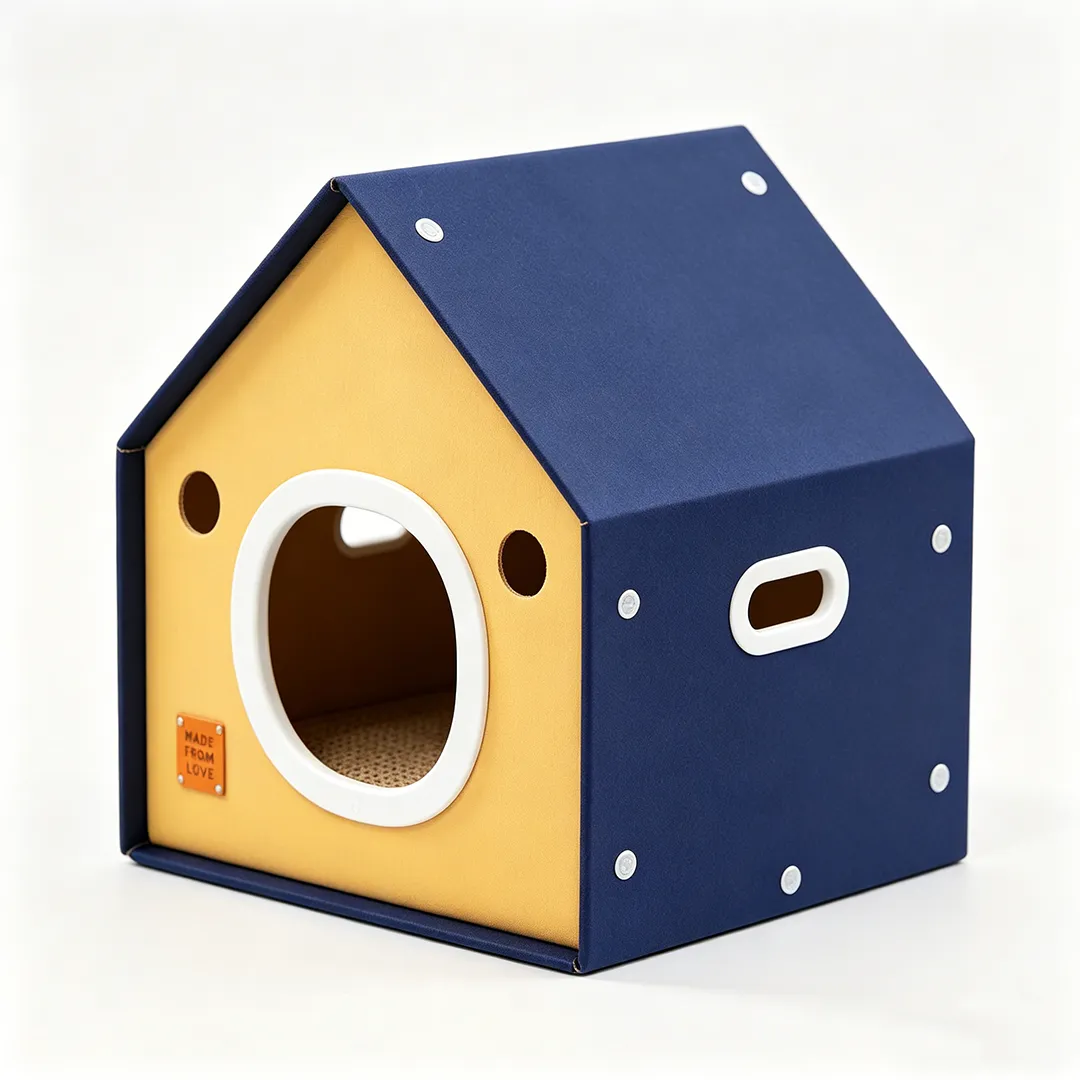 High-Quality Custom Blue and Yellow Contrasting Cottage Cat Bed WW-0025 2