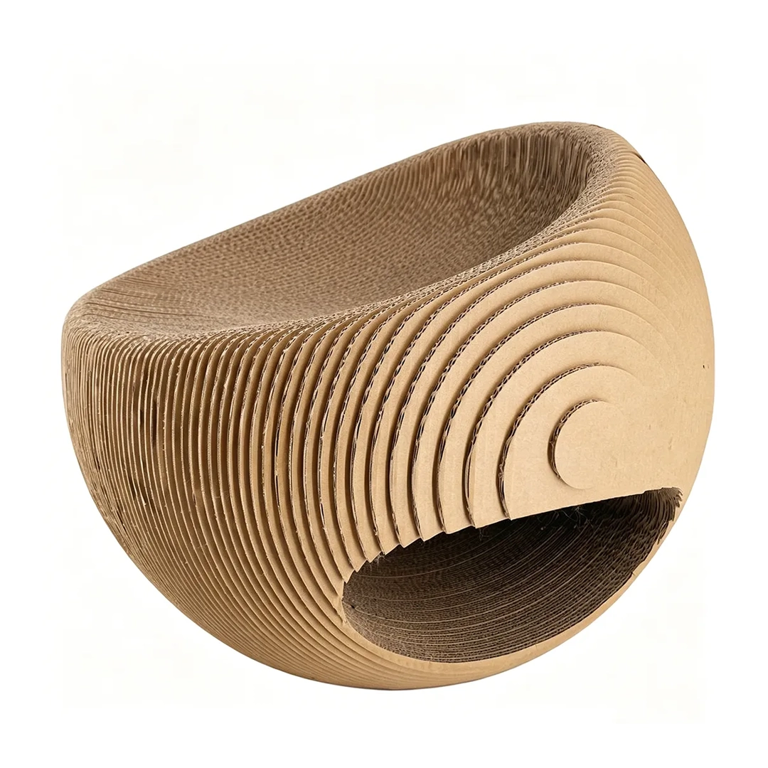 High-Quality Custom Round Wavy Texture Cat Rest House ZB-0155 1