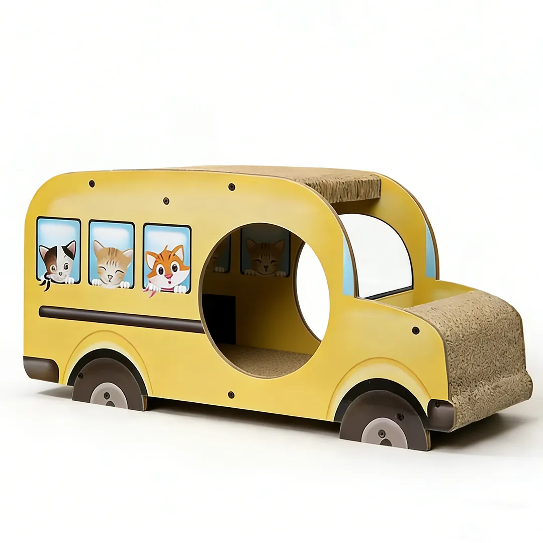 English: Hot Selling Custom School Bus Multi-functional Cat Scratcher ZB-0066 1