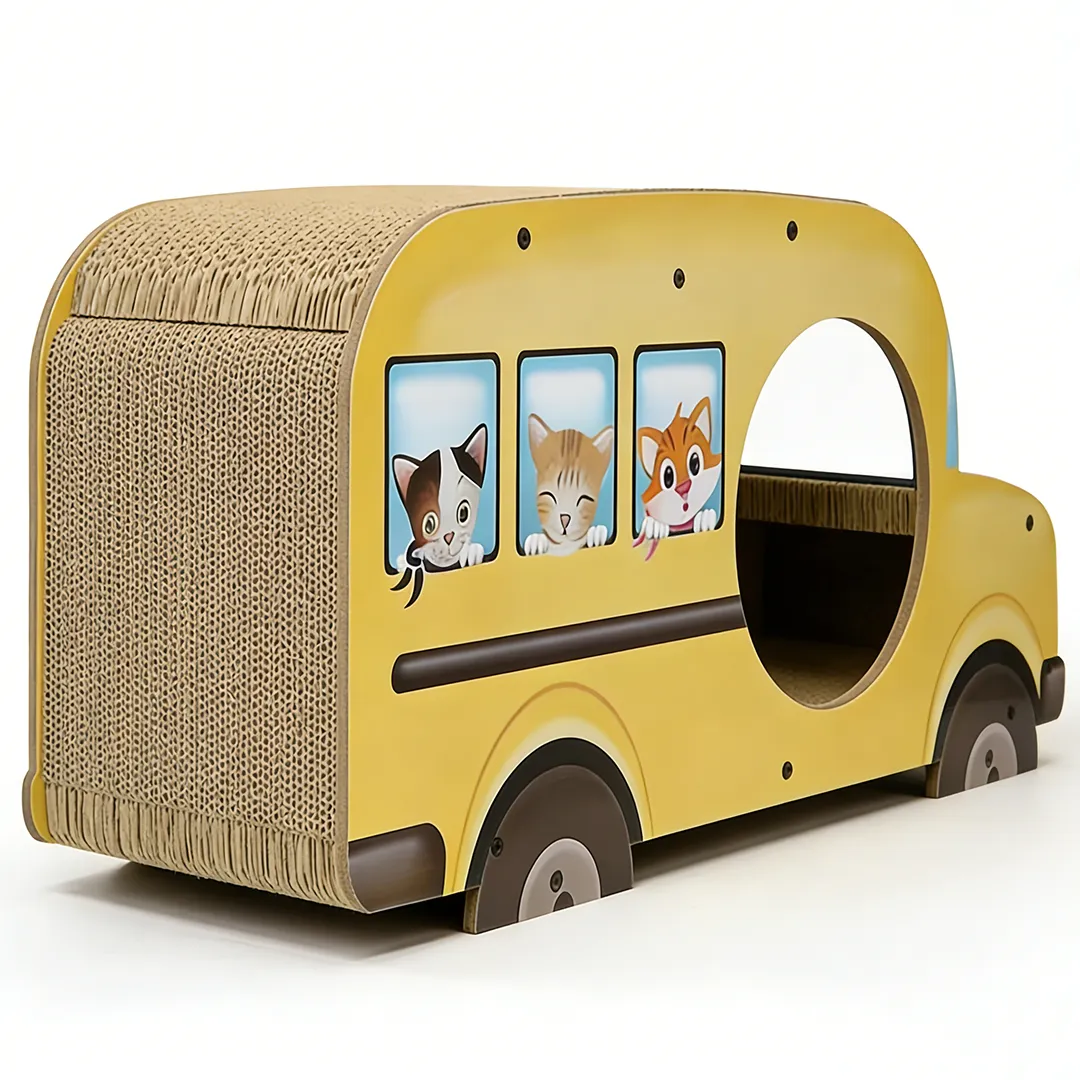 English: Hot Selling Custom School Bus Multi-functional Cat Scratcher ZB-0066 3