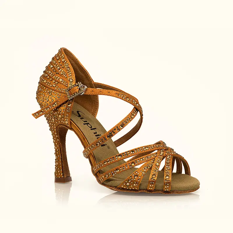Fabricant en gros de chaussures de danse latines, salsa et bachata en cristal faites à la main 1